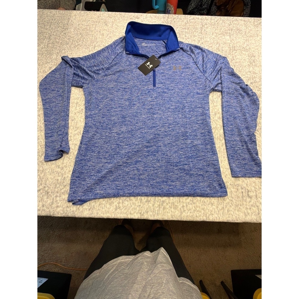 Under Armour Mens Loose Fit Tech 2.0 Blue Heather 1/2 Zip Pullover Large NWT